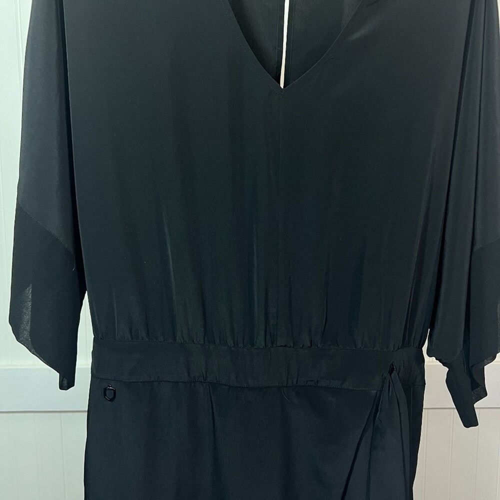Rudsak Jumpsuit Lagenlook Black Wide Leg L Tie Waist Flowy Kimono Sleeve Gothic - Picture 4 of 11